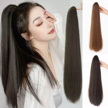 Load image into Gallery viewer, INSTOCK ★3 COLORS★ Korean 60cm Straight Clip On Grip Ponytail Natural Looking Hair Extensions