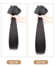 Load image into Gallery viewer, INSTOCK ★60cm BROWN-BLACK★ Korean 3-piece Straight Long Thick Hair Extensions Clip On
