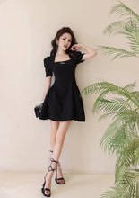 Load image into Gallery viewer, INSTOCK ★BLACK★ Korean Style Black Puff Sleeve Dress