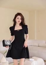 Load image into Gallery viewer, INSTOCK ★BLACK★ Korean Style Black Puff Sleeve Dress