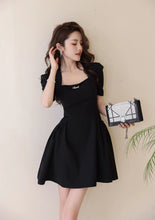 Load image into Gallery viewer, INSTOCK ★BLACK★ Korean Style Black Puff Sleeve Dress