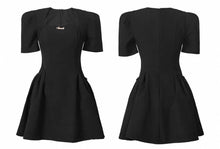 Load image into Gallery viewer, INSTOCK ★BLACK★ Korean Style Black Puff Sleeve Dress