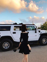 Load image into Gallery viewer, INSTOCK ★BLACK★ Korean Off Shoulder V-Neck Retro Flare Slim Skater Dress Elegant