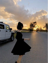 Load image into Gallery viewer, INSTOCK ★BLACK★ Korean Off Shoulder V-Neck Retro Flare Slim Skater Dress Elegant