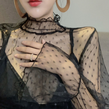 Load image into Gallery viewer, INSTOCK ★BLACK★ Korean Mesh Long Sleeve Outer Top Blouse