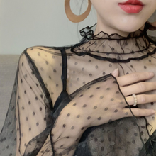 Load image into Gallery viewer, INSTOCK ★BLACK★ Korean Mesh Long Sleeve Outer Top Blouse