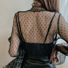 Load image into Gallery viewer, INSTOCK ★BLACK★ Korean Mesh Long Sleeve Outer Top Blouse