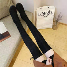 Load image into Gallery viewer, Korean 2cm PU Leather Suede Flat High Knee Slimming Effect Boots / Winter