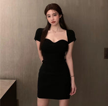 Load image into Gallery viewer, INSTOCK Korean Black 2 WAY Slim Off Shoulder Knitted Short-Sleeve Bodycon Dress