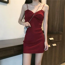 Load image into Gallery viewer, INSTOCK Korean Slim Strap Pleated Bodycon Knitted Dress