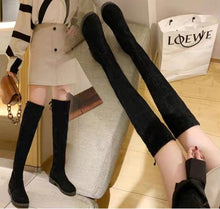 Load image into Gallery viewer, Korean 2cm PU Leather Suede Flat High Knee Slimming Effect Boots / Winter