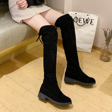 Load image into Gallery viewer, Korean 2cm PU Leather Suede Flat High Knee Slimming Effect Boots / Winter