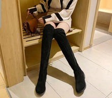 Load image into Gallery viewer, Korean 2cm PU Leather Suede Flat High Knee Slimming Effect Boots / Winter
