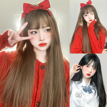 Load image into Gallery viewer, INSTOCK Korean 55cm Straight Wig Airy Bangs Long Hair Natural Black/Brown Adjustable/Breathable