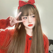 Load image into Gallery viewer, INSTOCK Korean 55cm Straight Wig Airy Bangs Long Hair Natural Black/Brown Adjustable/Breathable