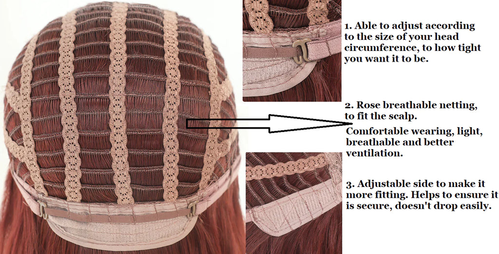 INSTOCK ★RED★ Korean Layered Straight Airy Bangs Long Hair Wig Cosplay [Adjustable/Breathable]