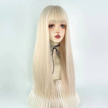 Load image into Gallery viewer, INSTOCK ★WHITE BLONDE★ Straight Airy Bangs Long Hair Wig Cosplay [Adjustable/Breathable]
