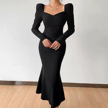 Load image into Gallery viewer, INSTOCK (3 SIZES) Korean Style Black Long Sleeve Puff Dress [Slimming Effect]
