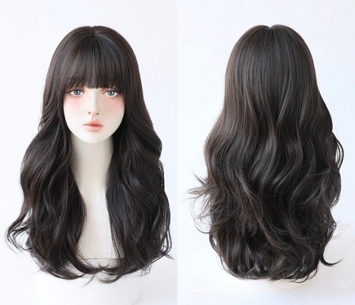INSTOCK ★3 COLORS★ Korean Wavy Curly Airy Bangs Long Hair [Adjustable/Breathable]