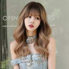 Load image into Gallery viewer, INSTOCK ★Golden Gradient★ Korean 53cm Natural Curly Wavy Airy Bangs Long Hair Wig [Adjustable/Breathable]
