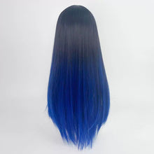 Load image into Gallery viewer, INSTOCK ★BLACK BLUE GRADIENT★ Korean Ombre Airy Bangs Long Straight Hair Wig [Adjustable/Breathable]
