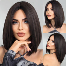 Load image into Gallery viewer, INSTOCK ★BROWN-BLACK★ Korean Straight Center Parting Short Wig Hair [Adjustable/Breathable]
