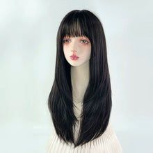 Load image into Gallery viewer, INSTOCK ★BLACK★ Korean Layered Straight Airy Bangs Long Wig Hair [Adjustable/Breathable]
