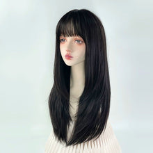 Load image into Gallery viewer, INSTOCK ★BLACK★ Korean Layered Straight Airy Bangs Long Wig Hair [Adjustable/Breathable]

