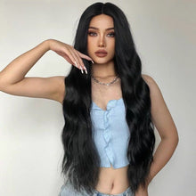 Load image into Gallery viewer, INSTOCK ★BLACK★ Korean Curly Wavy Mid Parting Super Long Hair Wig [Adjustable/Breathable]
