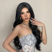 Load image into Gallery viewer, INSTOCK ★BLACK★ Korean Natural Curly Wavy Mid Parting Long Hair Wig [Adjustable/Breathable]
