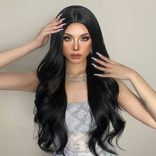 Load image into Gallery viewer, INSTOCK ★BLACK★ Korean Natural Curly Wavy Mid Parting Long Hair Wig [Adjustable/Breathable]
