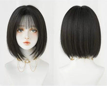 Load image into Gallery viewer, INSTOCK ★BROWN-BLACK★ Korean Style Airy Bangs Straight Short Hair Wig [Adjustable/Breathable]
