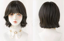 Load image into Gallery viewer, INSTOCK ★BROWN-BLACK★ Korean Style Airy Bangs Wavy Short Hair Wig [Adjustable/Breathable]
