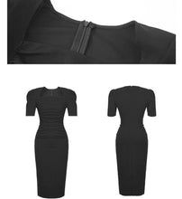 Load image into Gallery viewer, INSTOCK ★BLACK★ Korean Style Black Puff Short Sleeve Ruffles Long Dress [Slimming Effect]
