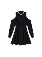 Load image into Gallery viewer, INSTOCK ★BLACK★ Korean Style Black Long Sleeve Shoulder Dress
