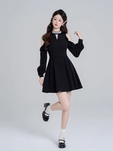 Load image into Gallery viewer, INSTOCK ★BLACK★ Korean Style Black Long Sleeve Shoulder Dress
