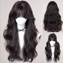 Load image into Gallery viewer, INSTOCK ★BLACK TEA★ Curly Wavy Airy Bangs Long Hair Wig [Adjustable/Breathable]
