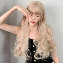 Load image into Gallery viewer, INSTOCK ★BLONDE★ Korean Wavy Curly Airy Bangs Long Hair Wig [Adjustable/Breathable]
