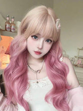 Load image into Gallery viewer, INSTOCK ★BLONDE PINK GRADIENT★ Korean Style Natural Curly Wavy Airy Bangs Long Hair Wig [Adjustable/Breathable]
