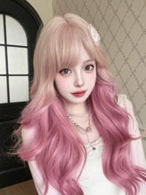 Load image into Gallery viewer, INSTOCK ★BLONDE PINK GRADIENT★ Korean Style Natural Curly Wavy Airy Bangs Long Hair Wig [Adjustable/Breathable]
