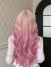 Load image into Gallery viewer, INSTOCK ★BLONDE PINK GRADIENT★ Korean Style Natural Curly Wavy Airy Bangs Long Hair Wig [Adjustable/Breathable]
