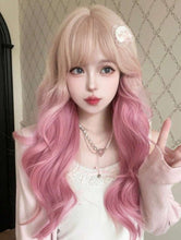 Load image into Gallery viewer, INSTOCK ★BLONDE PINK GRADIENT★ Korean Style Natural Curly Wavy Airy Bangs Long Hair Wig [Adjustable/Breathable]
