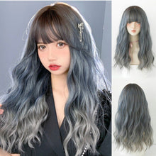 Load image into Gallery viewer, INSTOCK ★BLUE GRADIENT★Korean Perm Natural Long Hair Wavy Curly Wig [Adjustable/Breathable]
