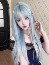 Load image into Gallery viewer, INSTOCK ★Blue Silver Gradient★ Korean Airy Bangs Long Straight Wig [Adjustable/Breathable]
