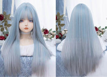 Load image into Gallery viewer, INSTOCK ★Blue Silver Gradient★ Korean Airy Bangs Long Straight Wig [Adjustable/Breathable]
