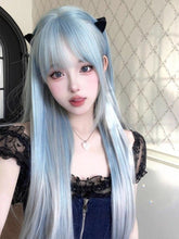 Load image into Gallery viewer, INSTOCK ★Blue Silver Gradient★ Korean Airy Bangs Long Straight Wig [Adjustable/Breathable]
