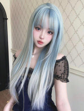 Load image into Gallery viewer, INSTOCK ★Blue Silver Gradient★ Korean Airy Bangs Long Straight Wig [Adjustable/Breathable]
