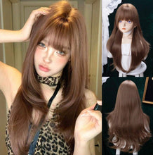 Load image into Gallery viewer, INSTOCK ★Brown★ Korean Layered Straight Long Airy Bangs Wig Hair [Adjustable/Breathable]
