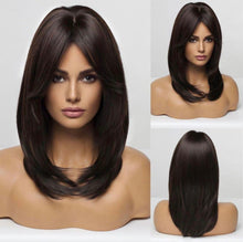 Load image into Gallery viewer, INSTOCK ★BROWN BLACK★ Mid Parting Straight Mid Length Hair Wig [Adjustable/Breathable]
