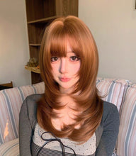 Load image into Gallery viewer, INSTOCK ★BROWN★ Natural Layered Airy Bangs Hair Wig Cosplay [Adjustable/Breathable]
